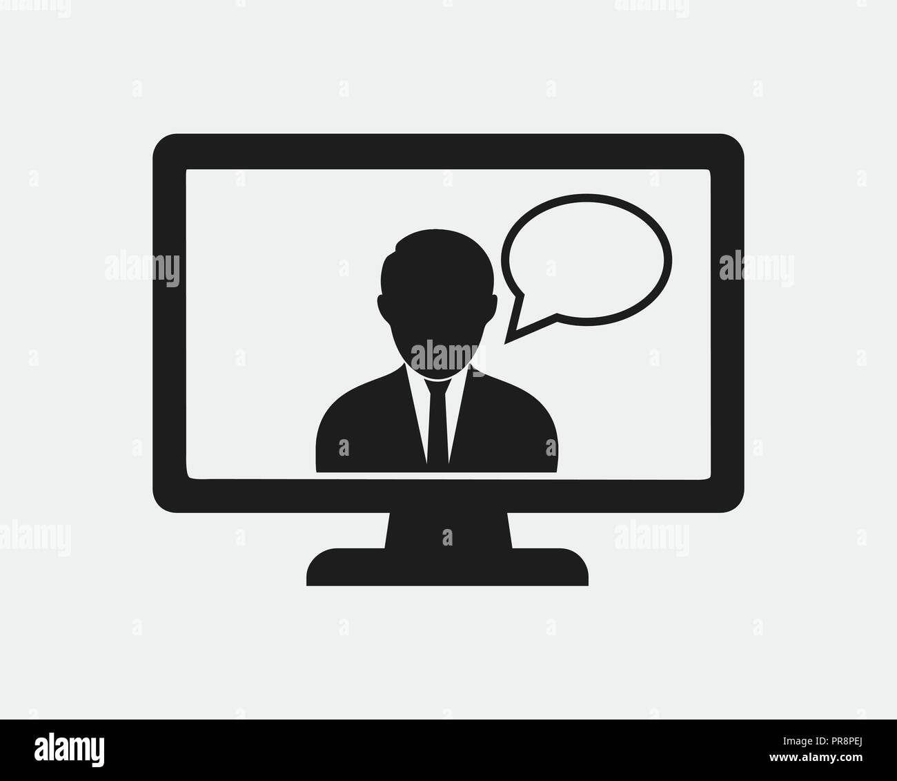 On line learning icon on gray background Stock Vector