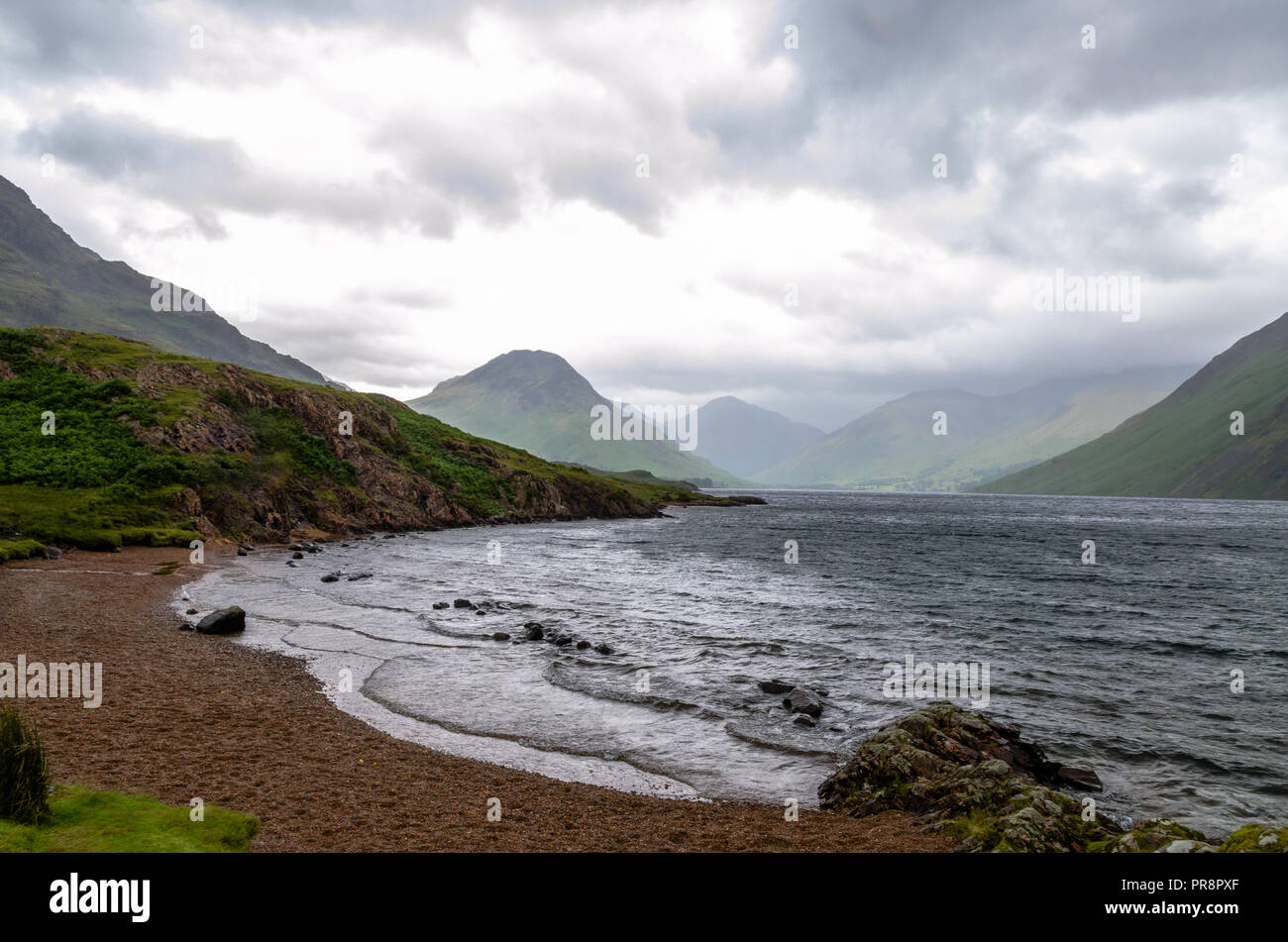 The Wast Water Lake on a rainy day in the Lake District, Cumbria, UK Stock Photo