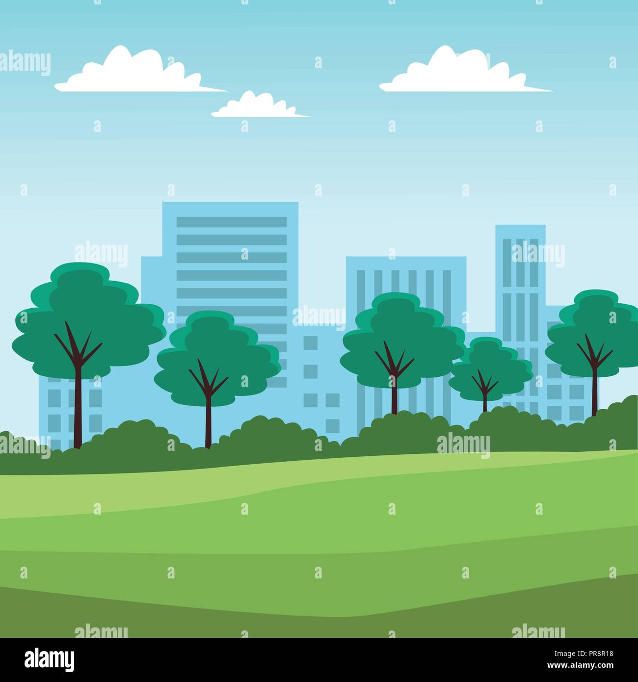 Cityscape from park Stock Vector Image & Art - Alamy