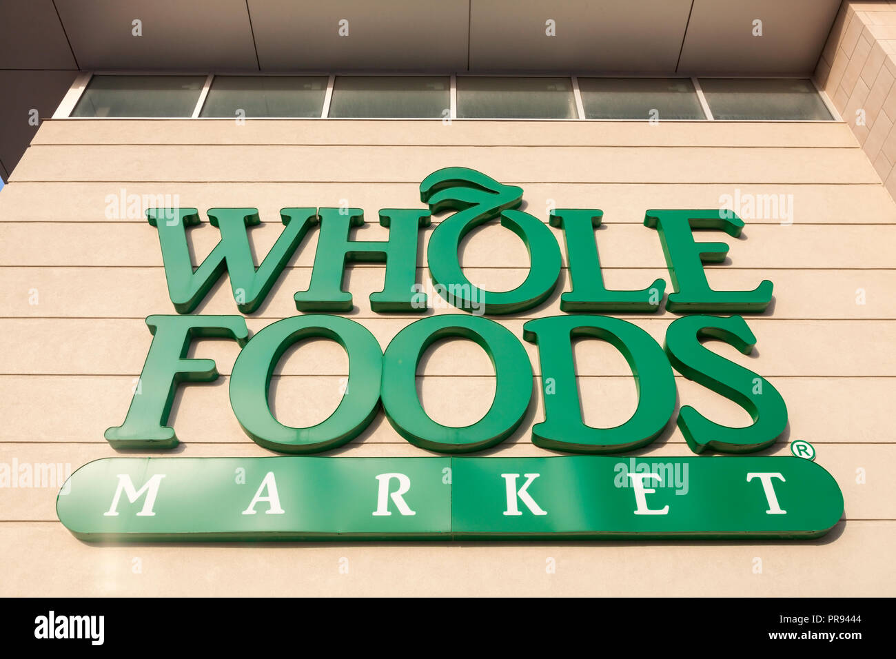 Whole Foods Market logo or sign in Markham, Ontario, Canada. Stock Photo