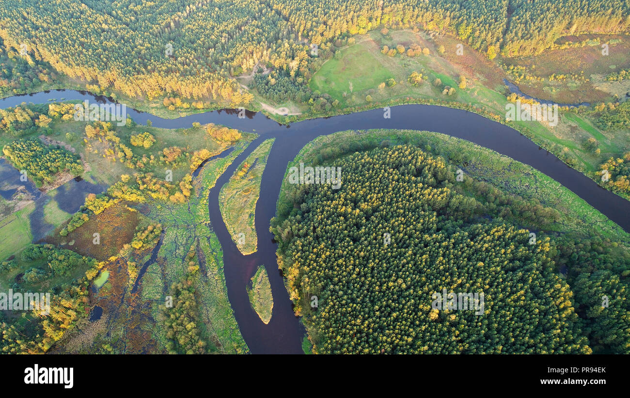 Aerial wiev of natural river Stock Photo - Alamy