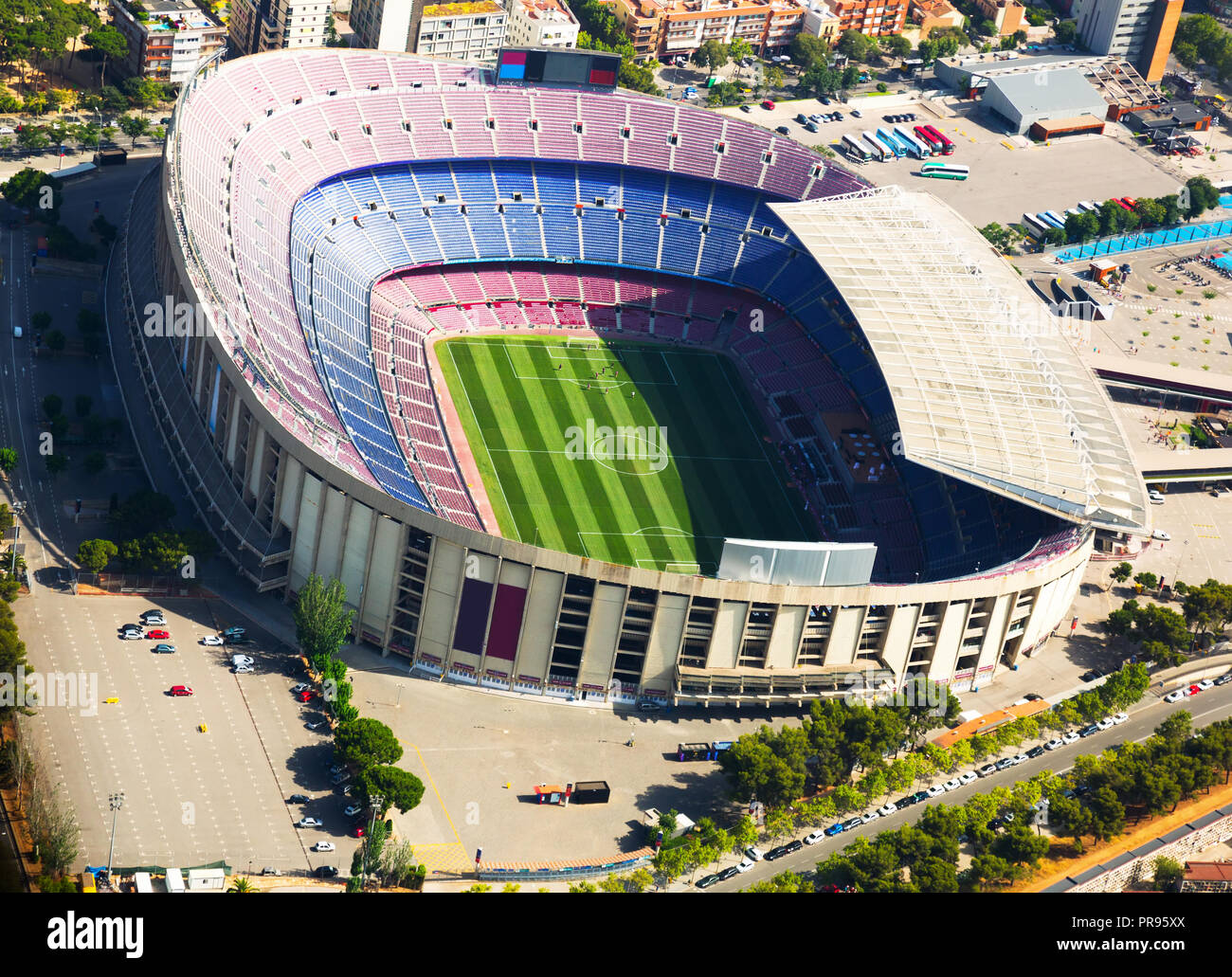 Camp Nou, famous footbal stadium in Barcelona of Catalonia, Spain Stock Photo