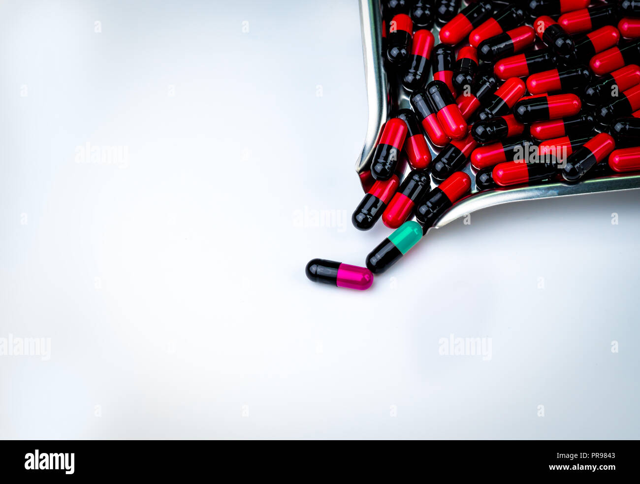 Blackpink, blackgreen, and blackblue capsule pill and drug tray