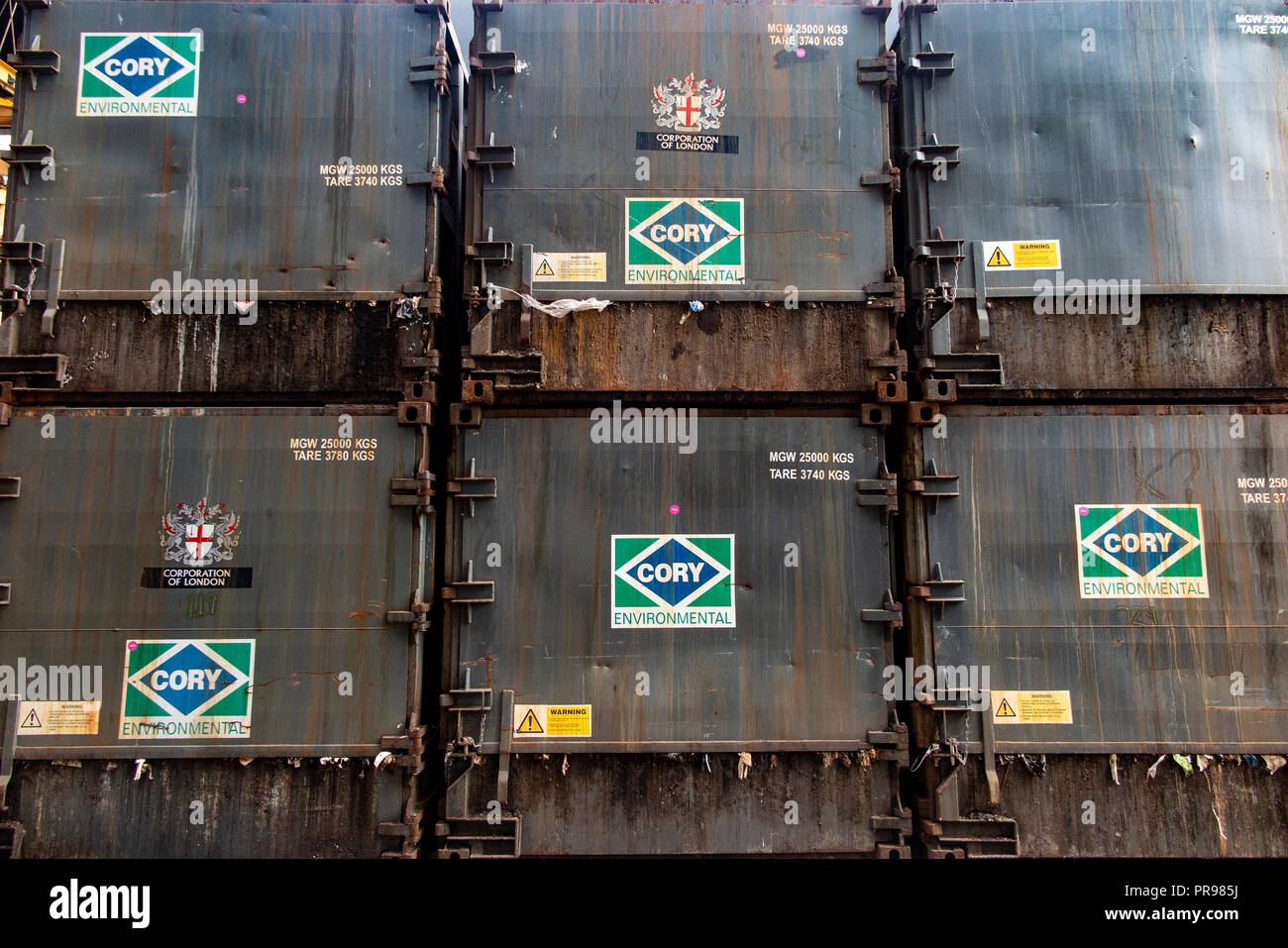 Rusting freight containers in a City of London port Stock Photo - Alamy