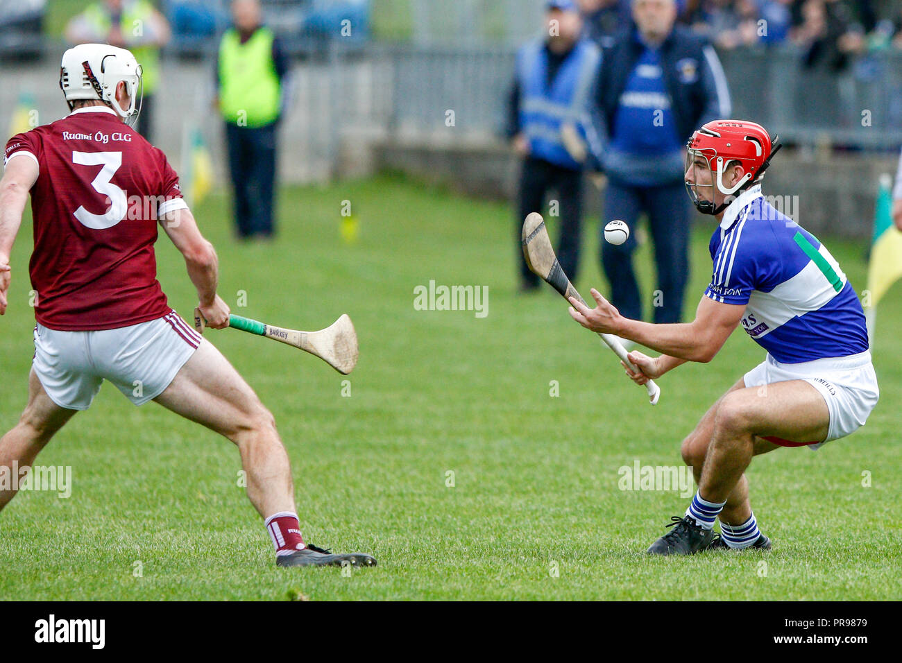 Hurling is an outdoor team game of ancient Gaelic and Irish origin. The game has prehistoric origins, and has been played for over 4000 years Stock Photo