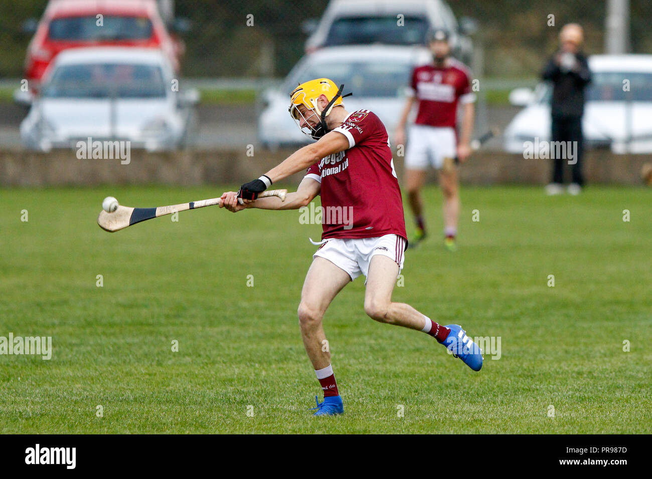 Hurling is an outdoor team game of ancient Gaelic and Irish origin. The game has prehistoric origins, and has been played for over 4000 years Stock Photo