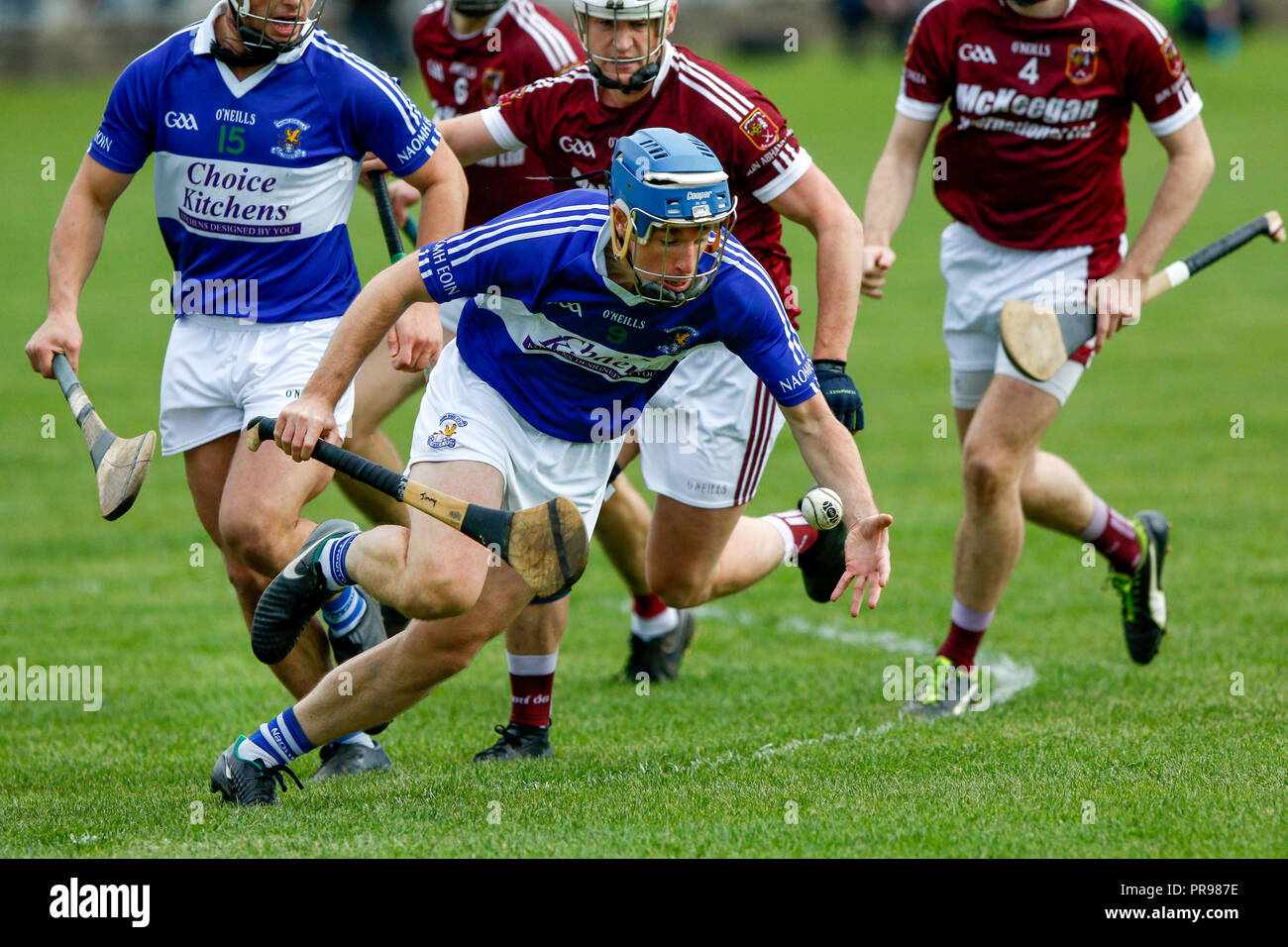 Hurling is an outdoor team game of ancient Gaelic and Irish origin. The game has prehistoric origins, and has been played for over 4000 years Stock Photo