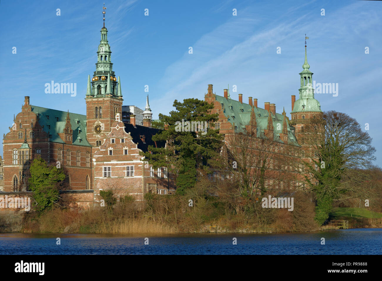 Hillerod, Denmark - December 27, 2016: View to Frederiksborg Castle built as a royal residence for King Christian IV. The erected castle becomes the l Stock Photo