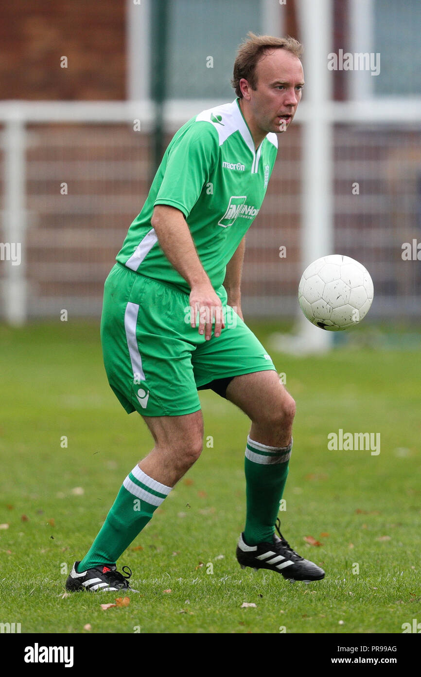 Health And Social Care Secretary Matt Hancock During The Journalists V Mps Football Match At The Birmingham County Fa Ground In Great Barr As The Conservative Party Annual Conference Gets Underway At