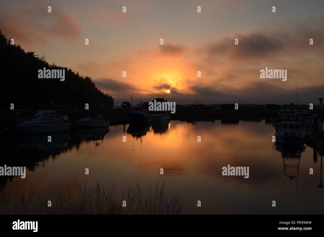 Winchester Bay near Reedsport in Oregon at sunset, Oregon dunes