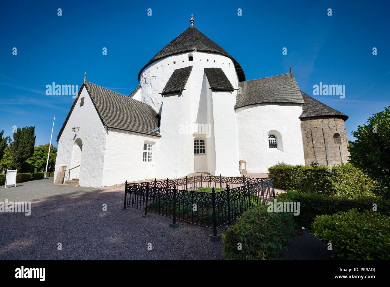 Defensive round church in Osterlars, Bornholm, Denmark. It is one of