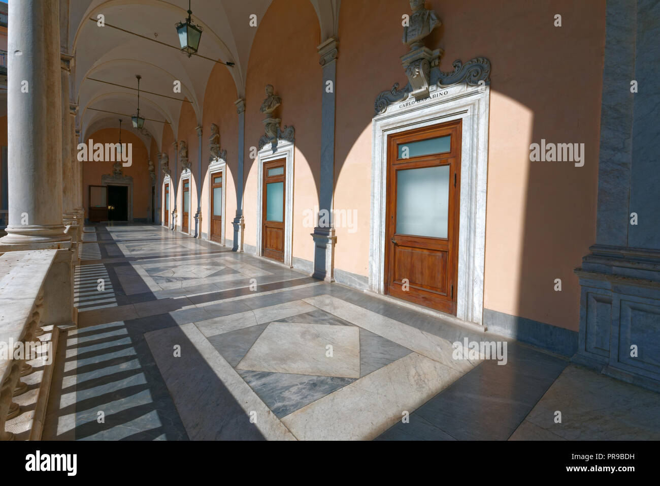 Genoa, Italy - August 6, 2018: Gallery of Palazzo Doria Tursi on via Garibaldi. Stock Photo