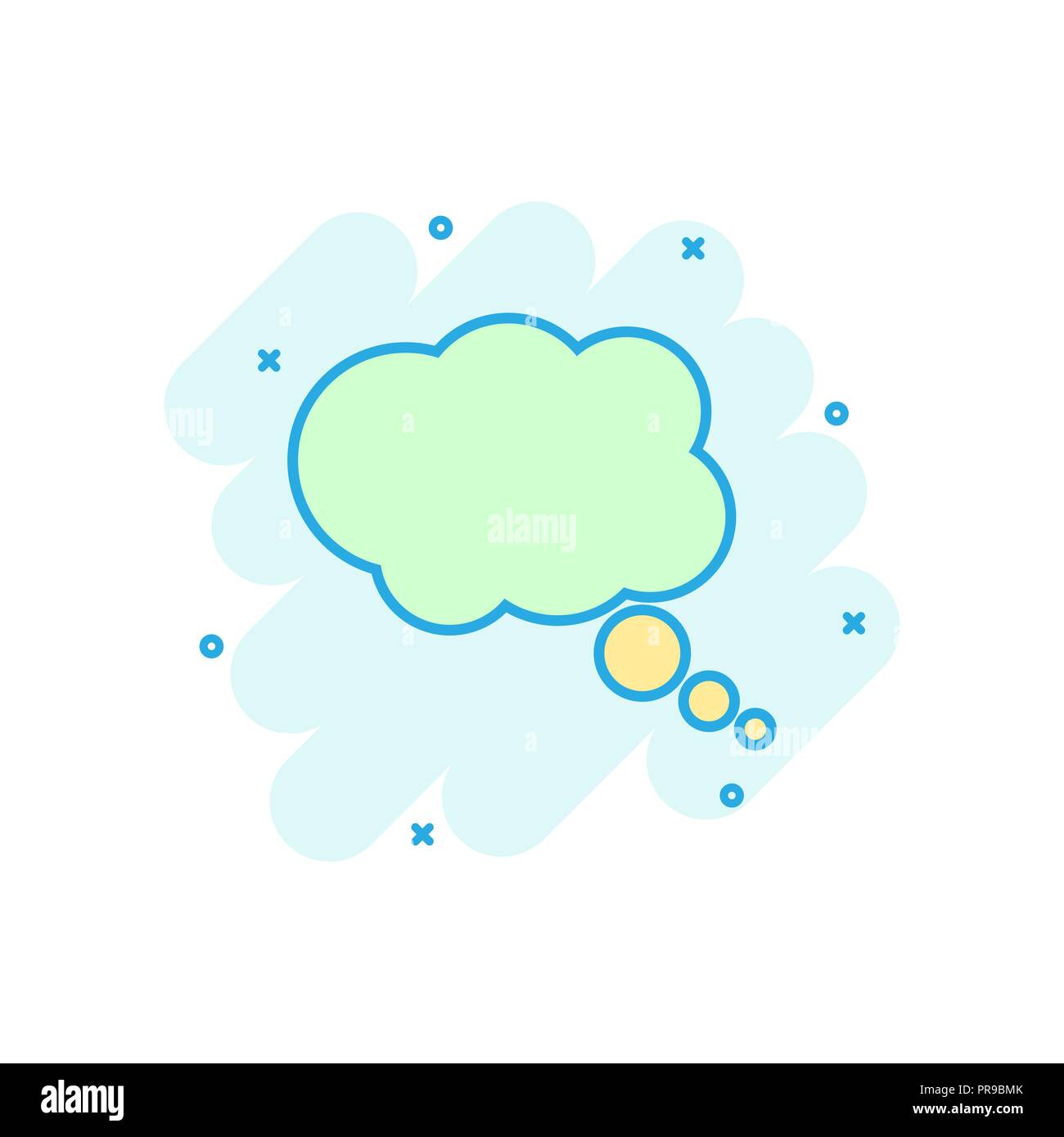 Cartoon colored thought bubble icon in comic style. Think bubble