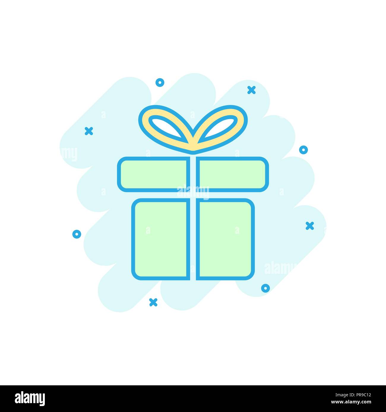 Cartoon colored gift box icon in comic style. Gift present illustration ...