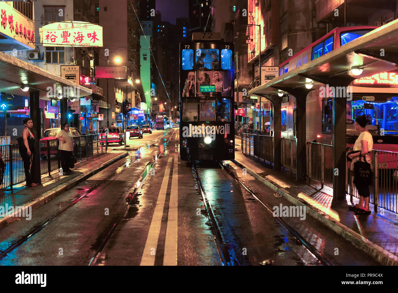 Night Street In Hong Kong Island Stock Photo Alamy