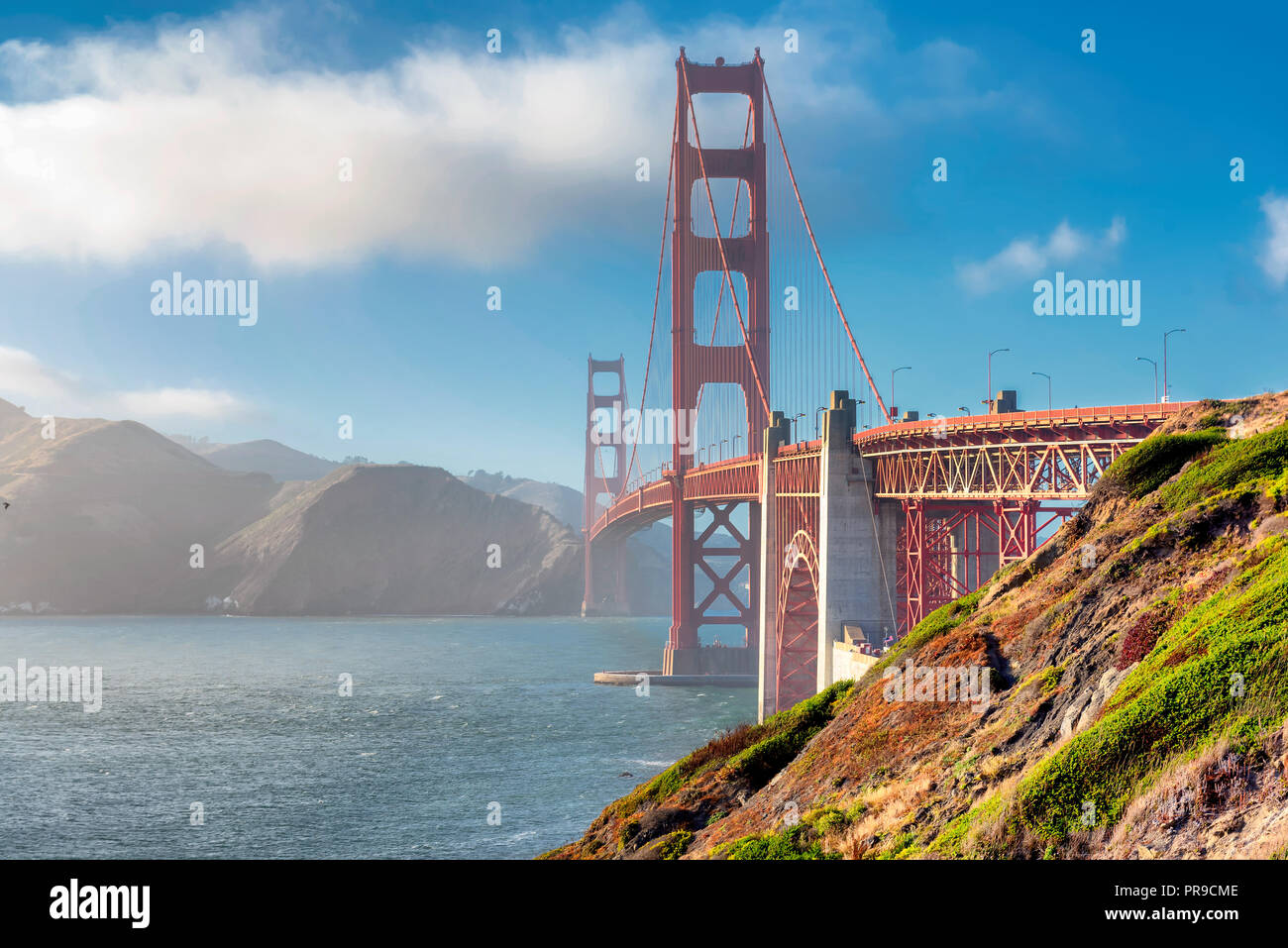 Golden Gate Bridge San Francisco sunrise California USA from Marin ...