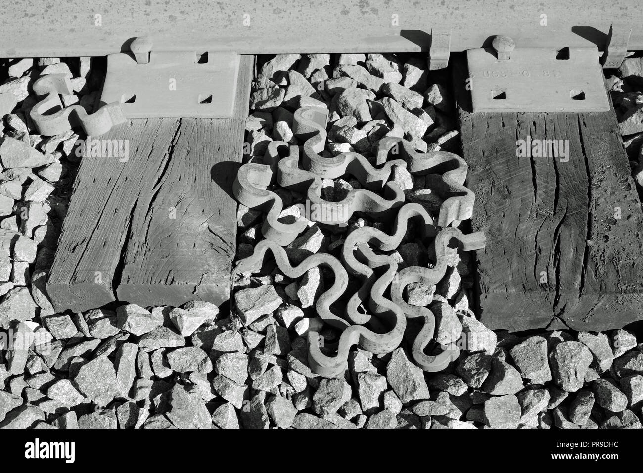 Railroad track parts Stock Photo Alamy