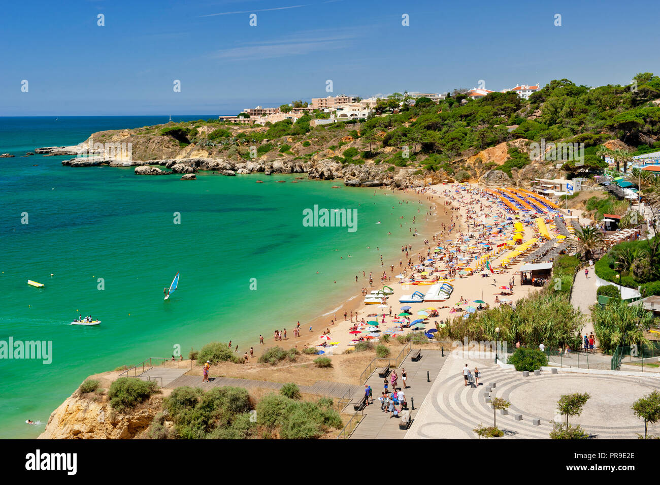 Praia da Oura in summer. from Clube Praia da Oura, Albufeira, the Algarve, Portugal Stock Photo