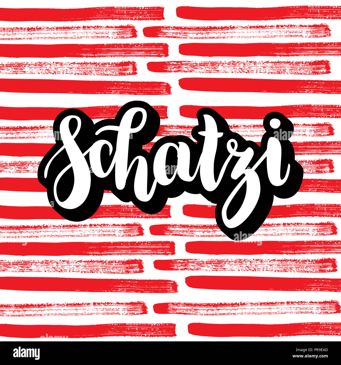 Schatzi Sweetheart In German Happy Valentines Day Card Hand written 