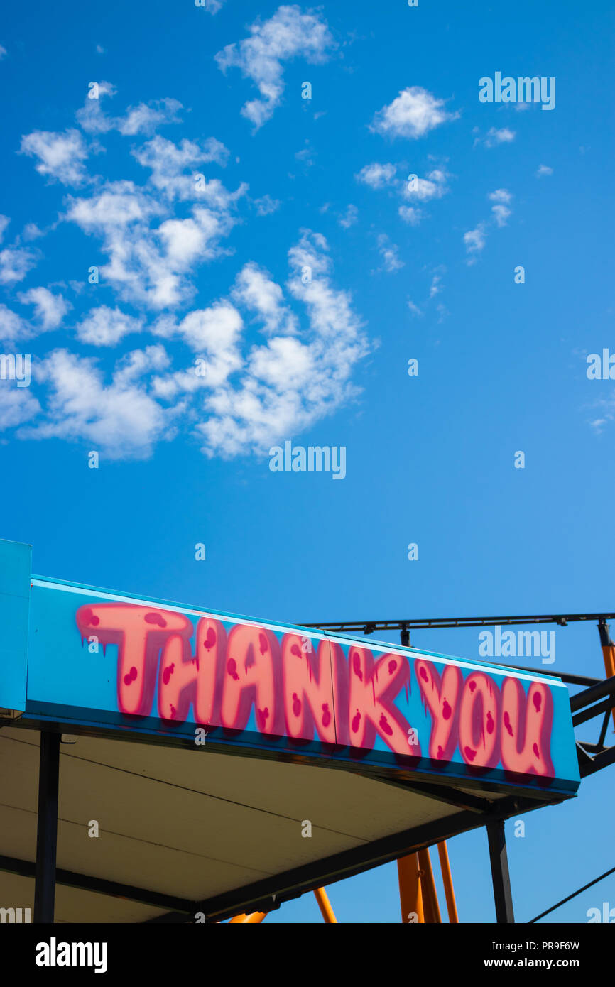 Thank you sign in Prater ,Vienna, Austria, Europe Stock Photo