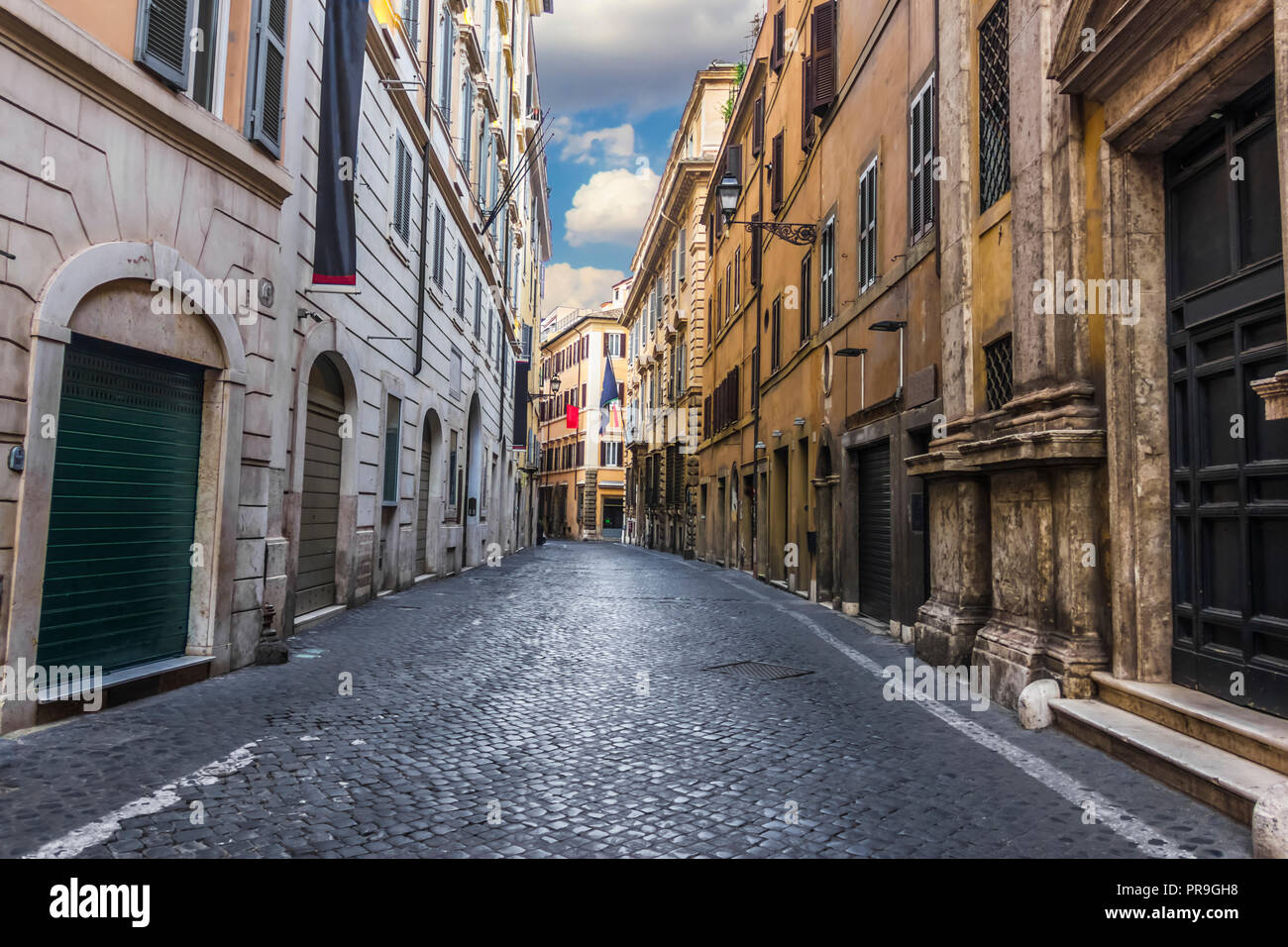 Italian Street Via dei Prefetti, with no people Stock Photo