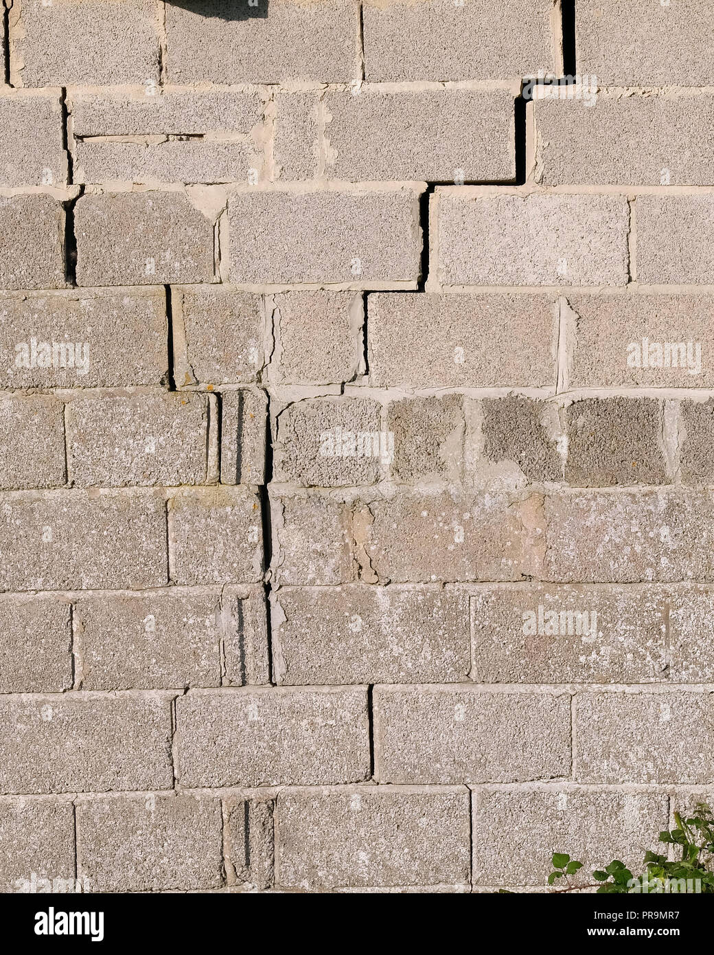 September 2018 -  Failing blockwork wall cracking structure Stock Photo
