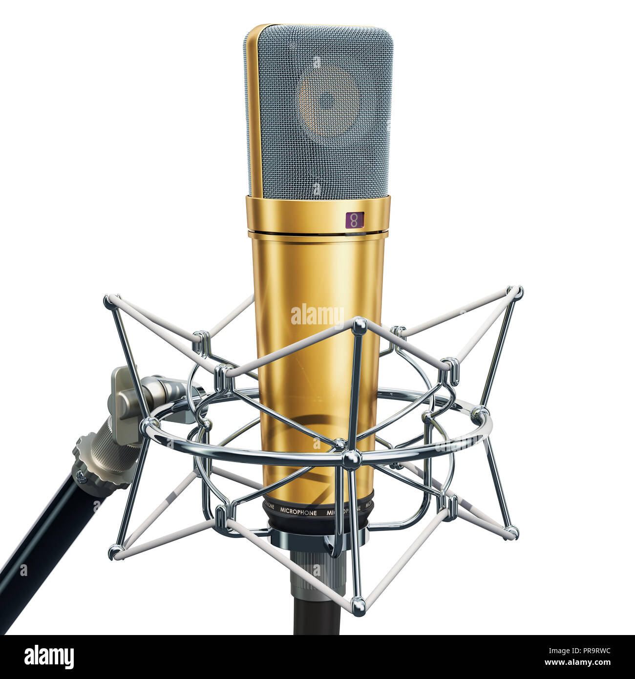 Diaphragm condenser studio microphone with shock-mount, 3D rendering ...