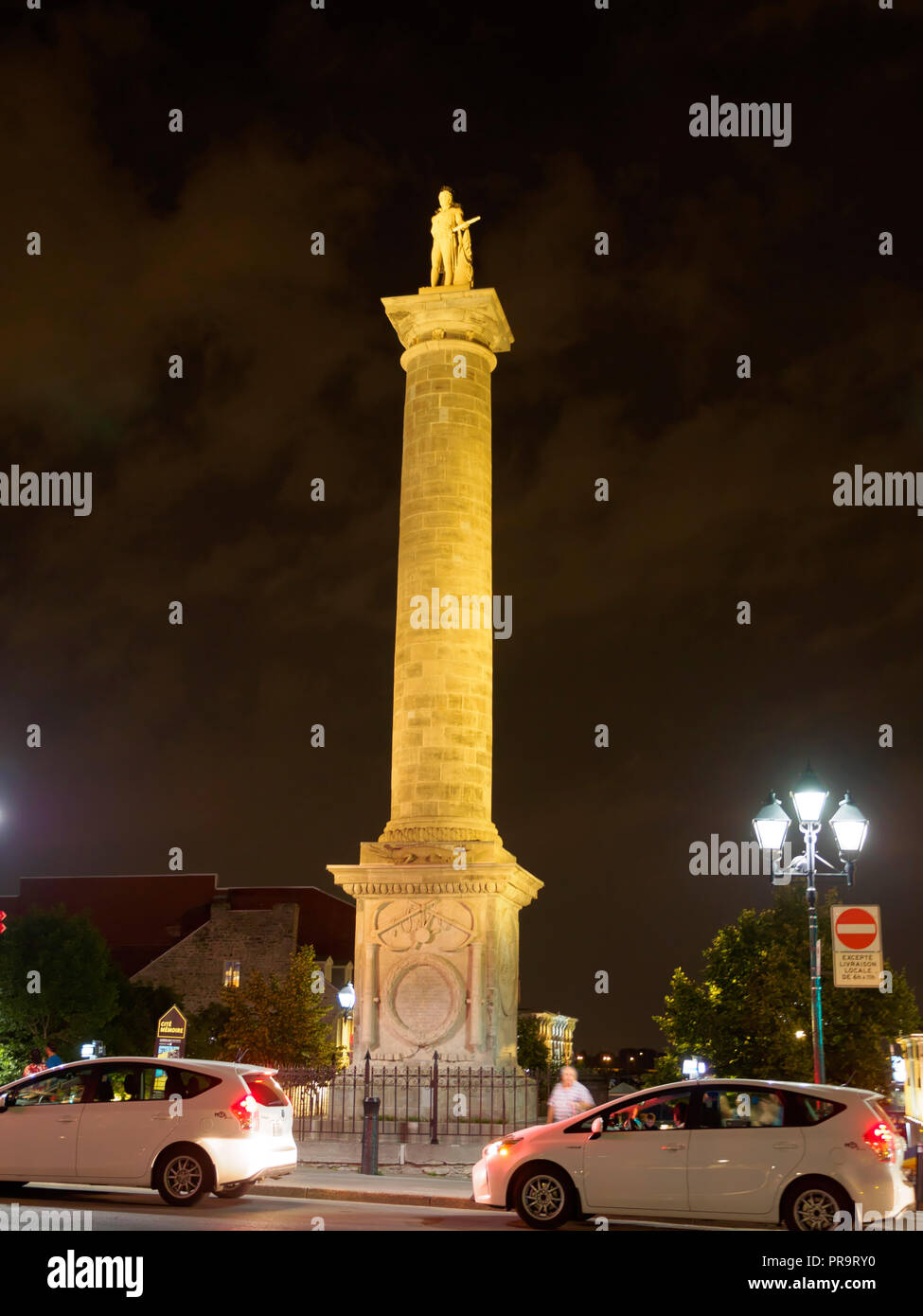 Nelson's Column, Jacques Cartier Square, Old Montreal Stock Photo
