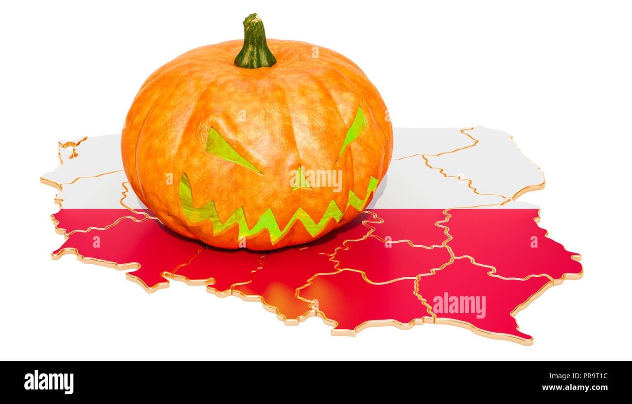 Halloween in Poland concept, 3D rendering isolated on white background