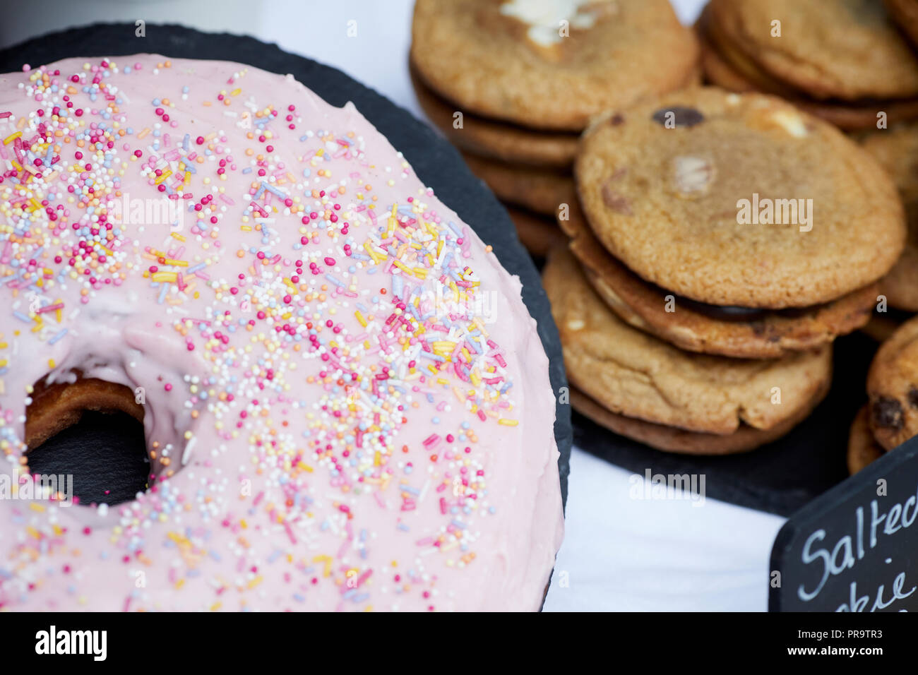 large donut and cookies Stock Photo