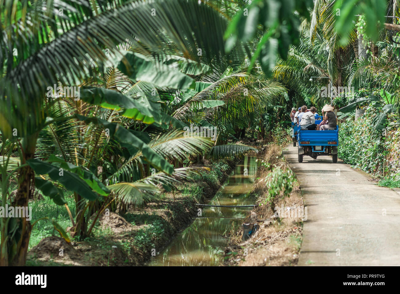 Traditional Vietnamese motorbike used for transportation on the small roads along the canals of