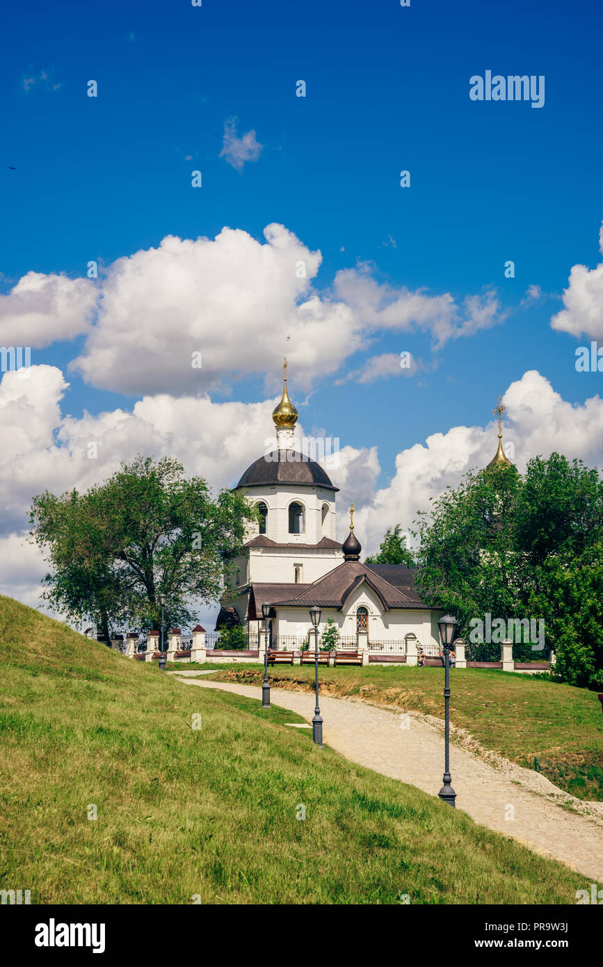 Church of St Constantine and Helena on Rural Island Sviyazhsk in Russia. Vertical Orientation. Stock Photo