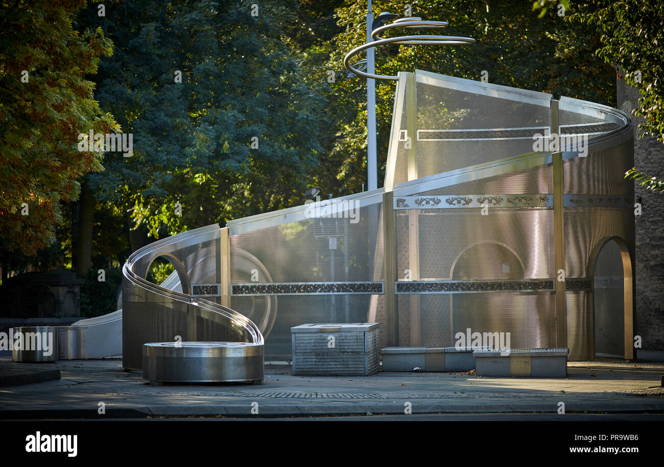 Modern art installation Another Gift stainless steel twisting and