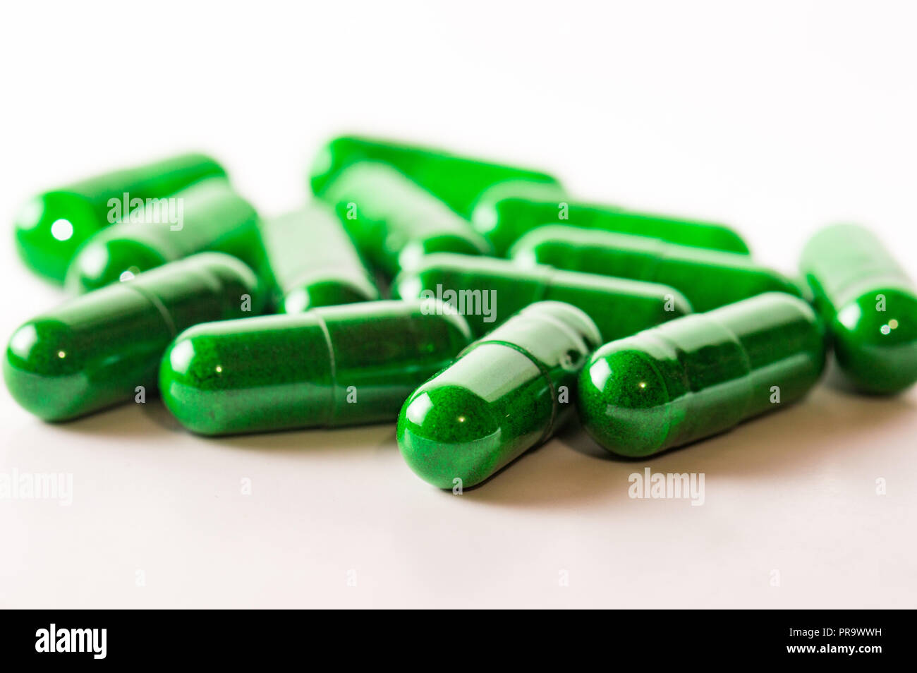 Pills isolated on white. Room for your text Stock Photo
