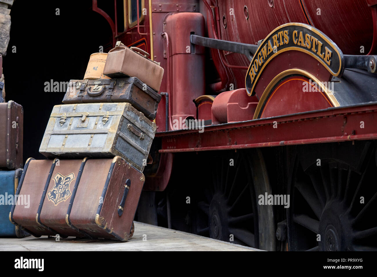 The Hogwarts Express train inside Harry Potter World Universal studios orlando florida Stock