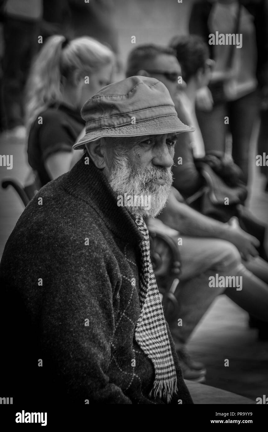 Old man white hair cardigan hi-res stock photography and images - Alamy