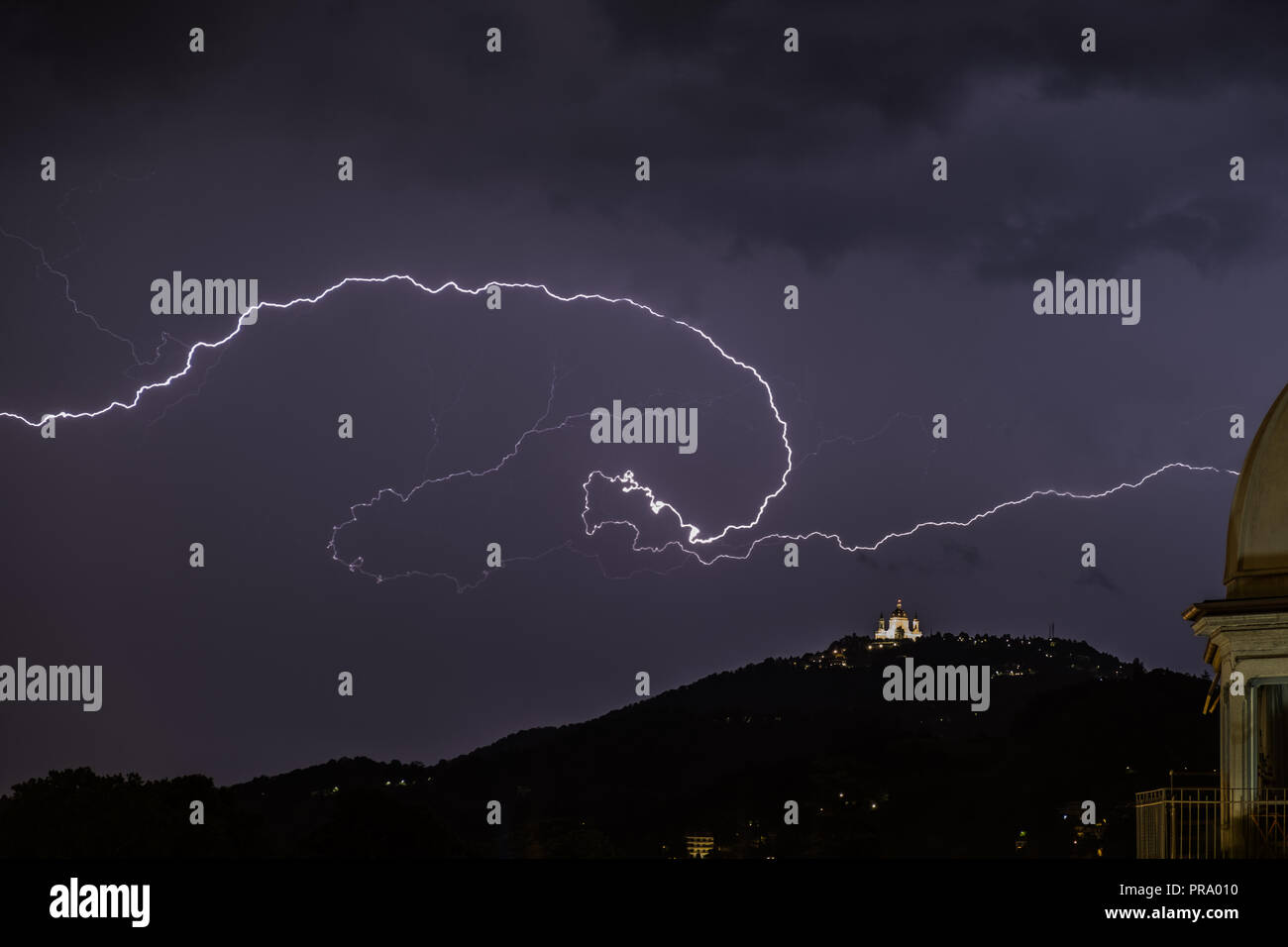 Lightning in Turin Stock Photo