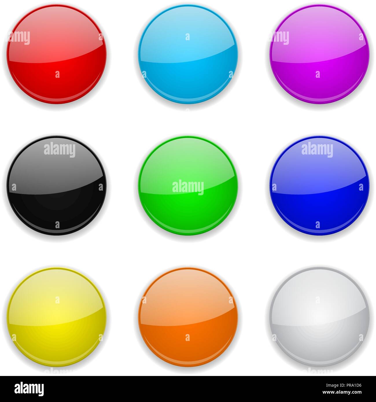 Colored glass 3d buttons. Round icons Stock Vector
