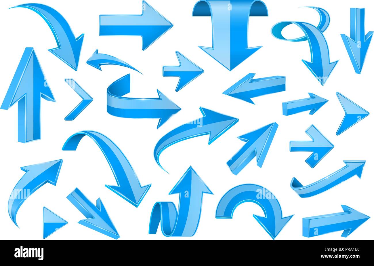 Blue ribbons. Shiny 3d signs Stock Vector