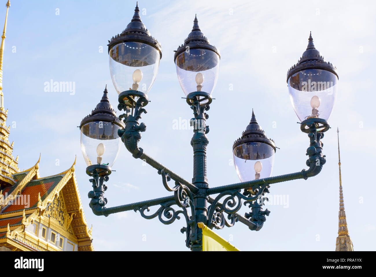 Metal street lamp with blue sky in grand palace, bangkok thailand Stock ...