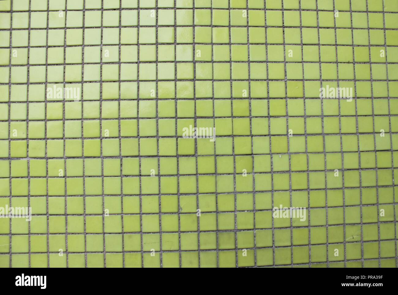 Green mosaic tiles on a wall Stock Photo