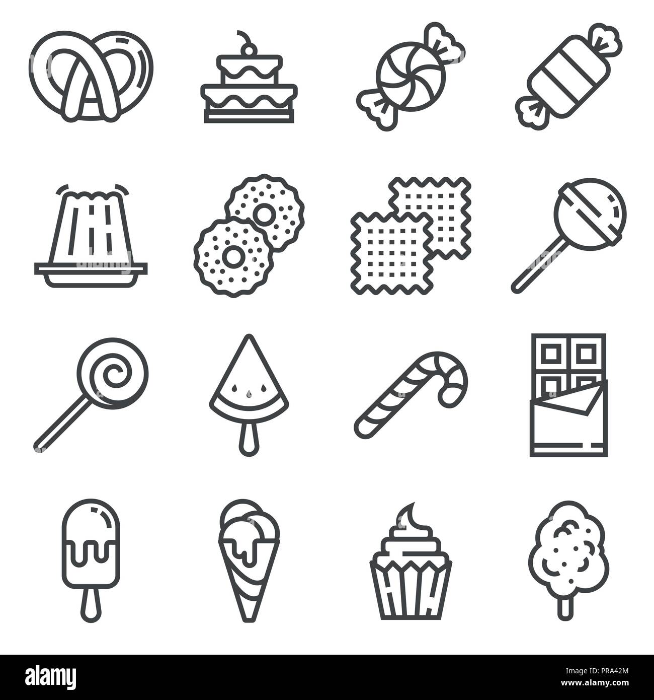 Sweets And Candy Icon Set Ice Cream Chocolate Jelly Lollipop And More Stock Vector Image Art Alamy