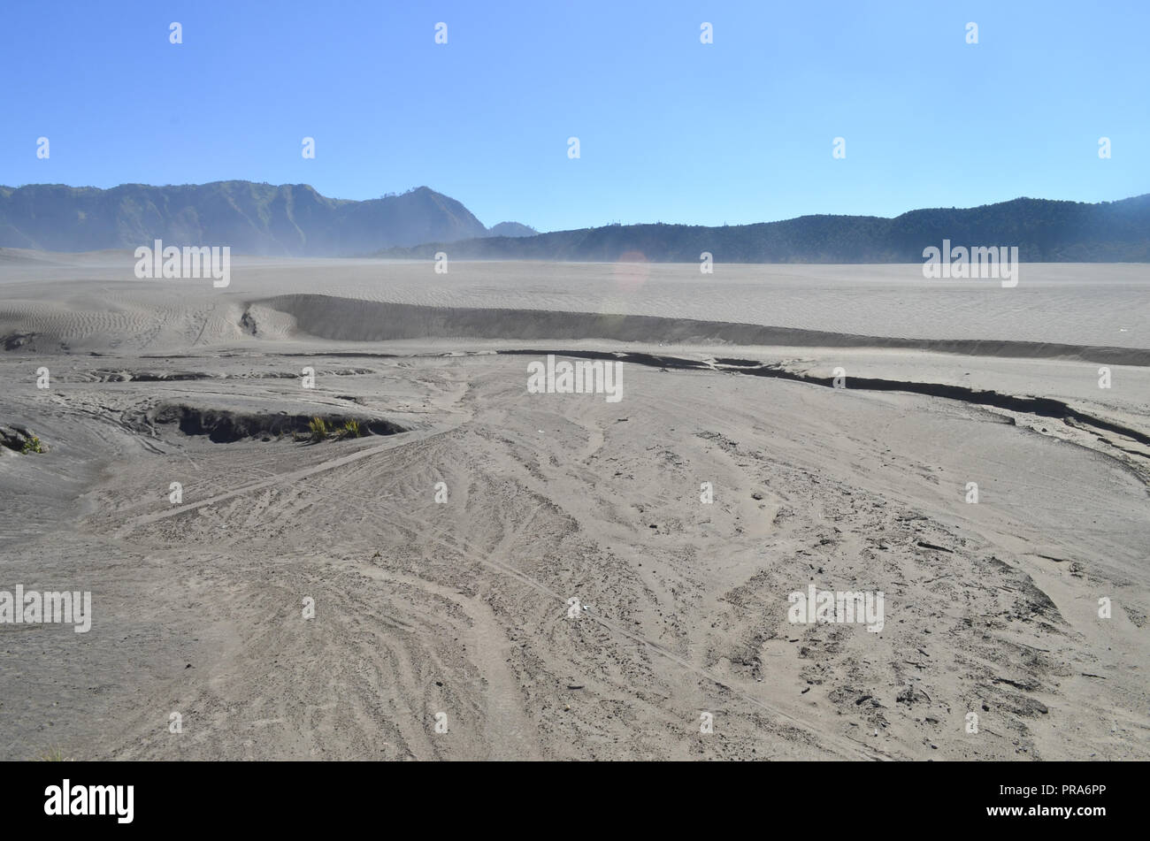 Whispering sand (pasir berbisik), sea of sand (lautan pasir) in Bromo Tengger Semeru National Park, East Java, Indonesia Stock Photo