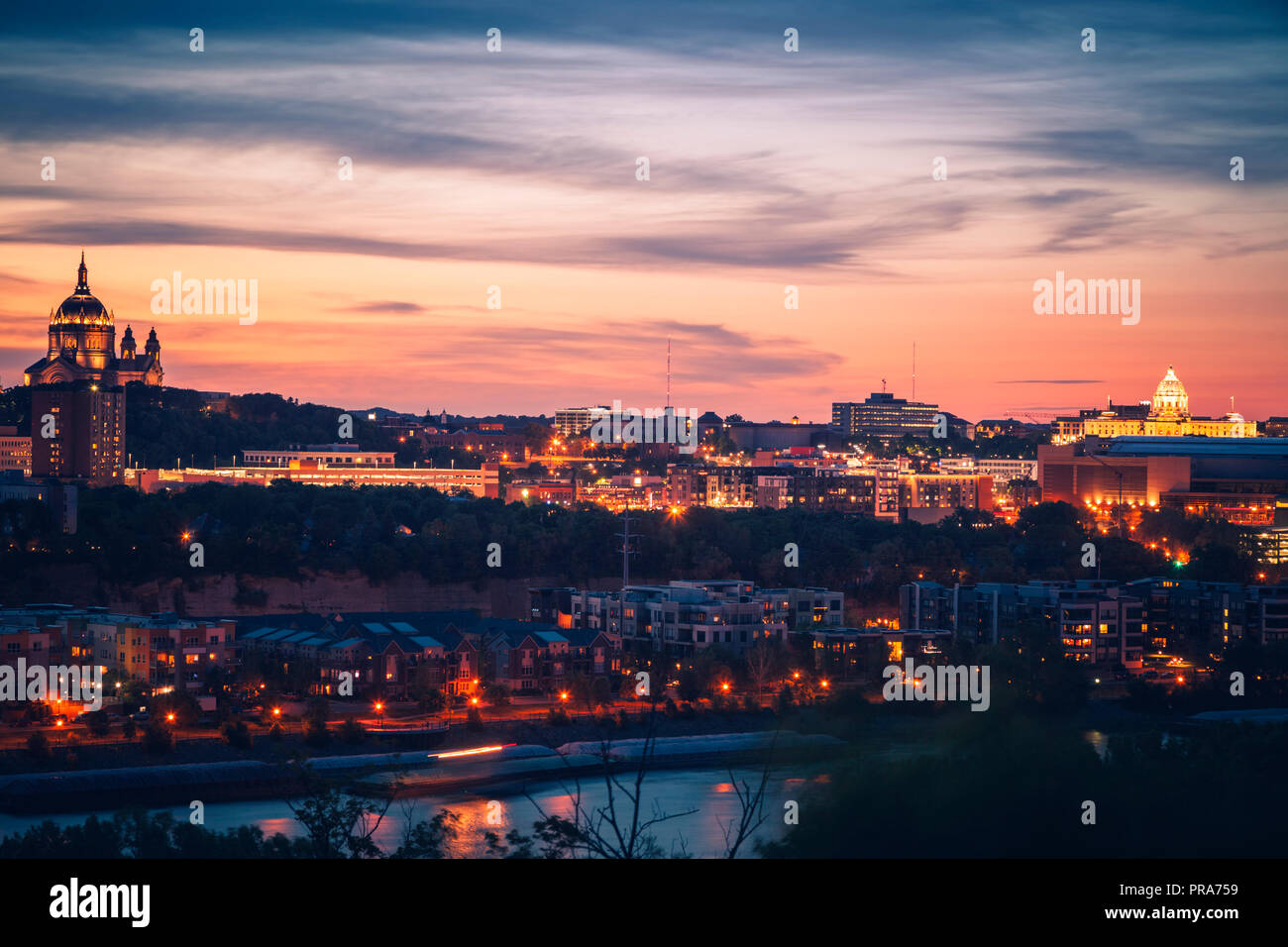 Saint Paul, Minnesota Twilight City Skyline Panoramic Picture