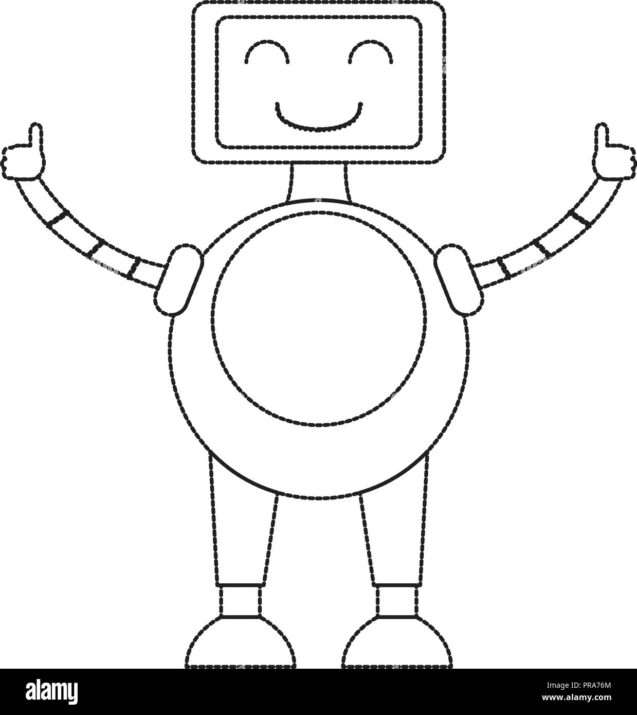 Dotted line cute robot toy icon Stock Vector Image & Art - Alamy