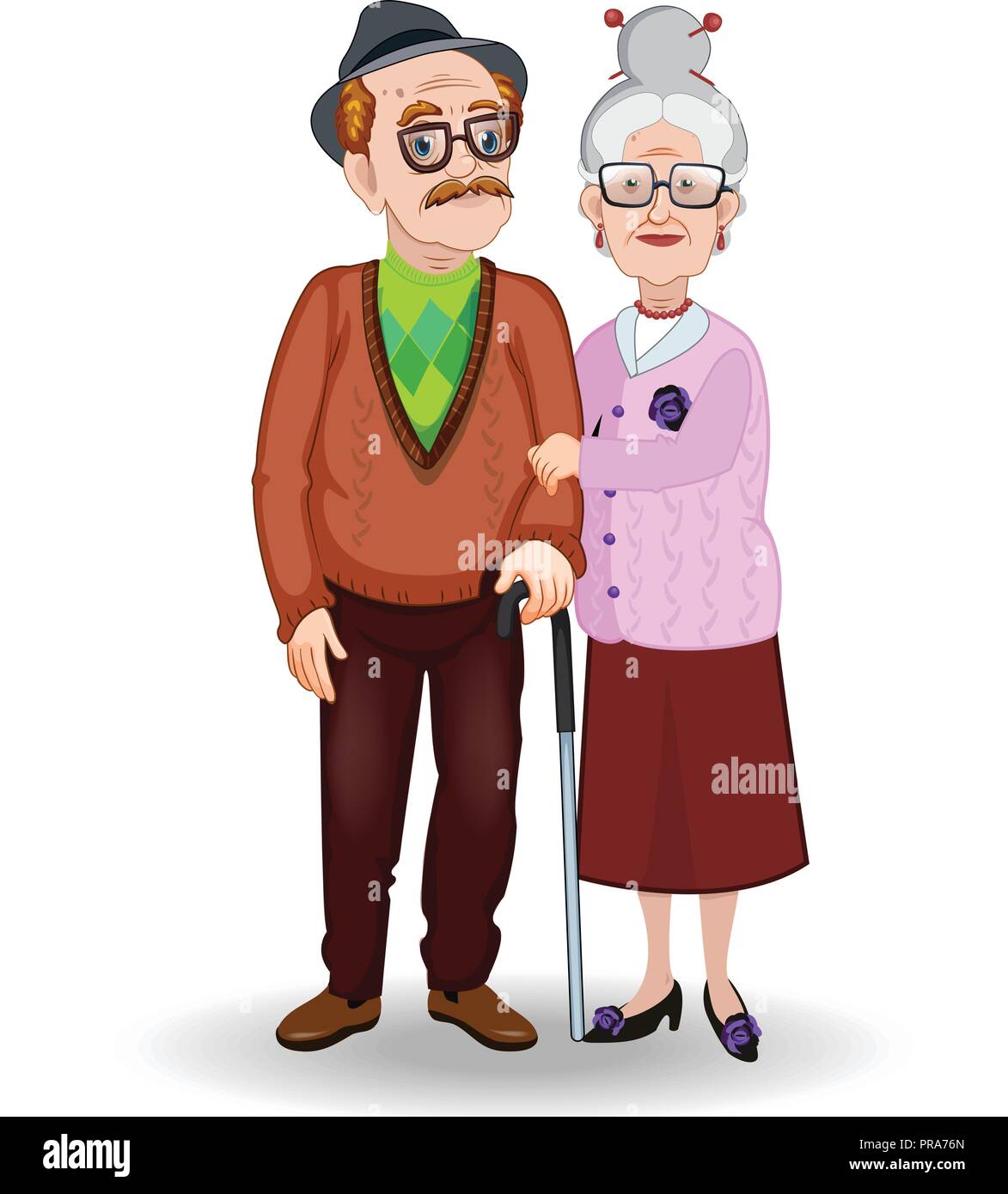 Vector cartoon illustration of elderly couple holding hands. Old woman and  man embrace. Granddaddy and grandmother feeling happy retirement age isolat  Stock Vector Image & Art - Alamy