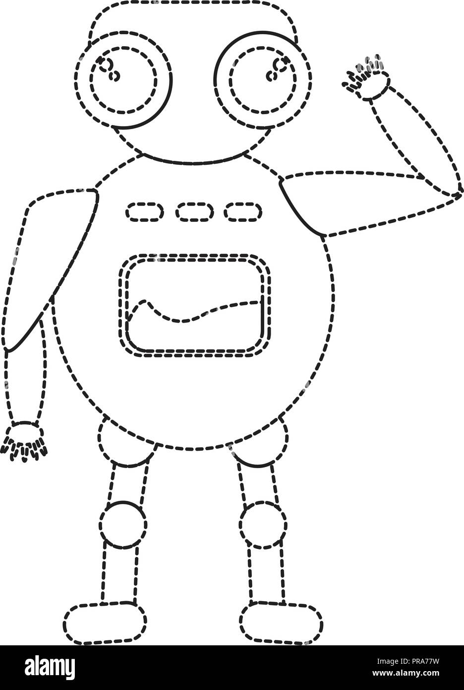 Dotted line cute robot toy icon Stock Vector Image & Art - Alamy