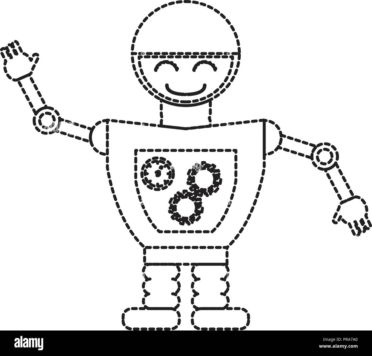 Dotted line cute robot toy icon Stock Vector Image & Art - Alamy