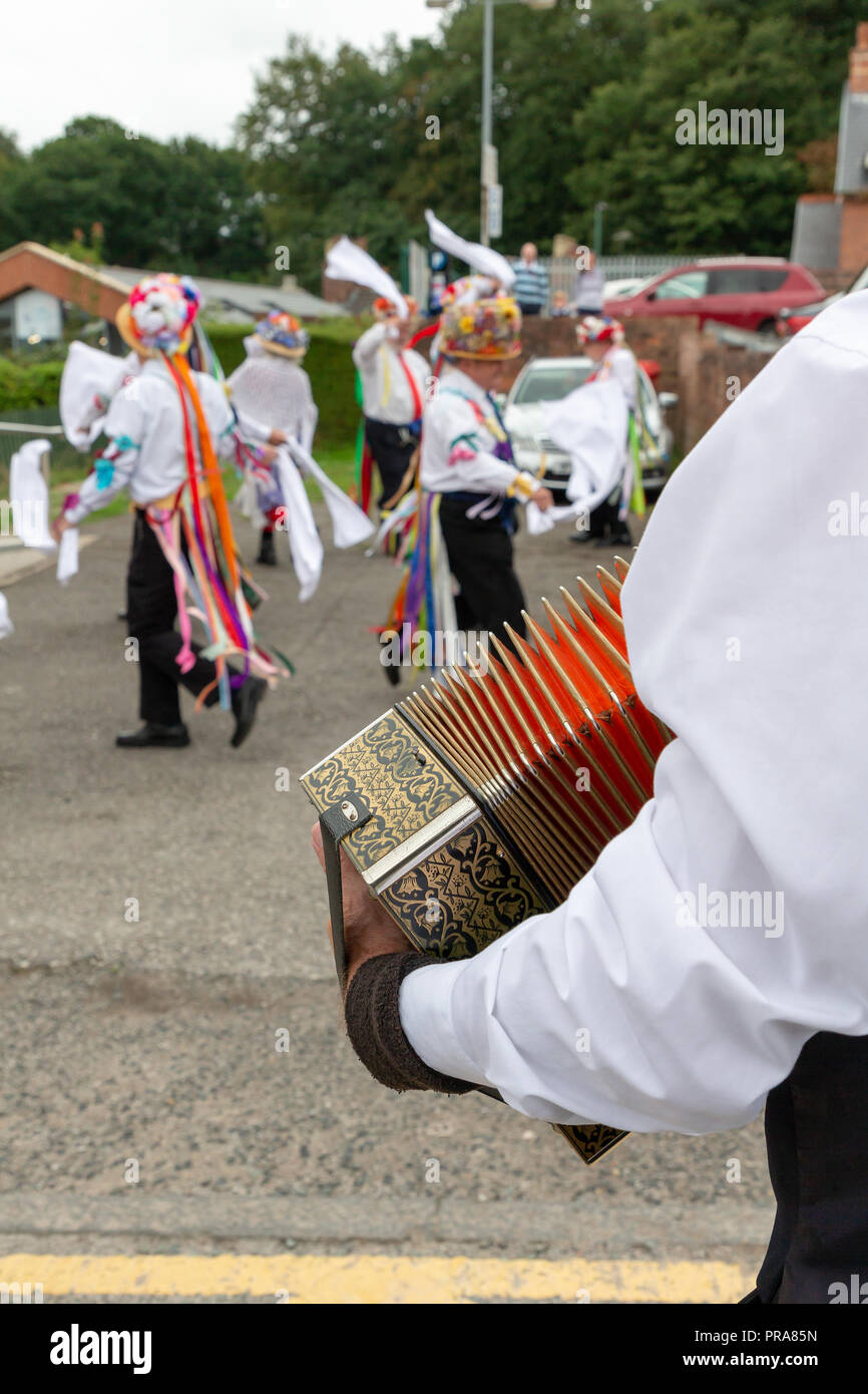 Sunday 12 August, 2018 – The ancient tradition of Lymm Rushbearing has been revived after an absence of two years. Lymm Morris Dancers performed durin Stock Photo