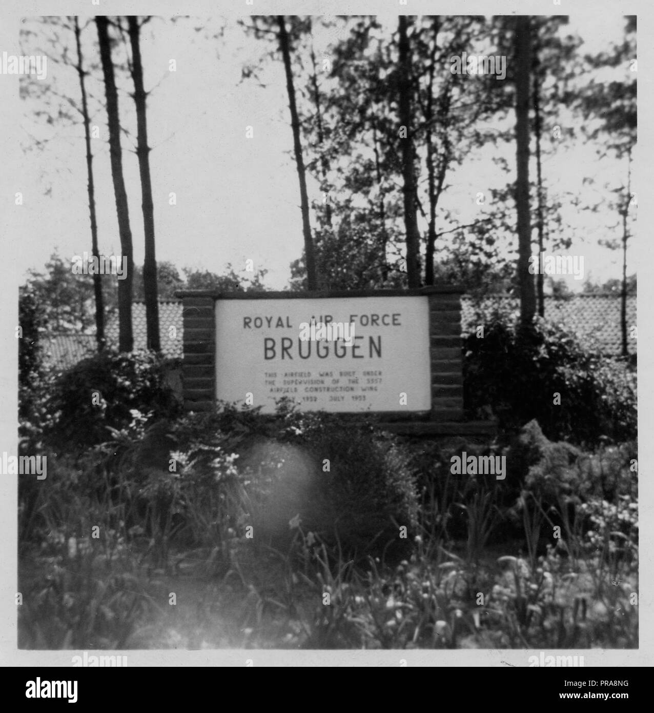 The main gate to RAF Bruggen airbase near Elmpt in North Rhine Westphalia Germany dated 1962. It was the site of a British armed forces base, known from 1953 until 2002 as RAF Bruggen and from 2002 until 2015 as Javelin Barracks Stock Photo